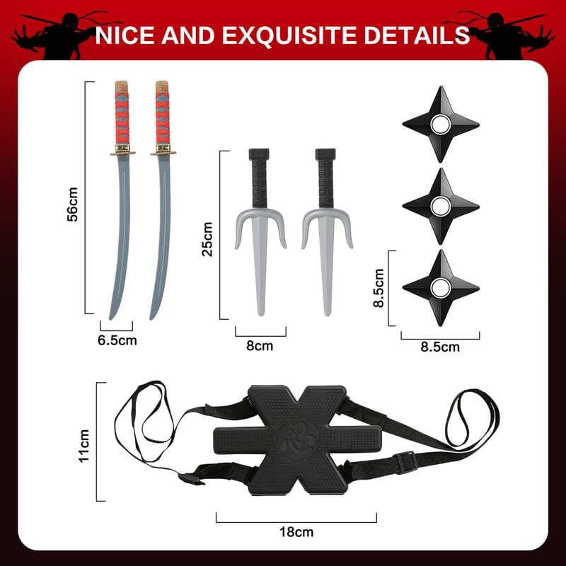 Ninja Sac à Dos Armes Deadpool Couteau Epée pour Enfants Katana Halloween Soirée à Thème Decoration Deguisement Cosplay Accessoires – Image 2