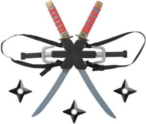 Ninja Sac à Dos Armes Deadpool Couteau Epée pour Enfants Katana Halloween Soirée à Thème Decoration Deguisement Cosplay Accessoires