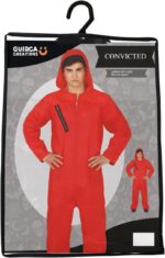 FIESTAS GUIRCA | Costume de Prisonnier et Voleur - Cagoule et Combinaison - Pour Halloween, Carnaval et Fêtes de Cinéma - Idéal pour Adolescents et Adultes - Rouge