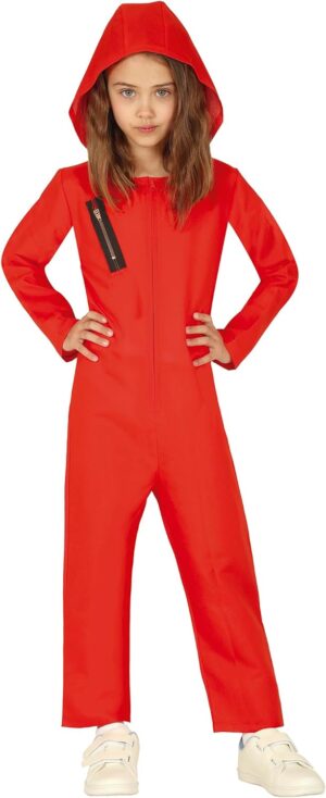 FIESTAS GUIRCA | Costume de Voleur et Prisonnier Enfant - Cagoule et Combinaison - Costumes de Film et Voleurs pour Halloween, Carnaval et Fêtes Costumées - Unisexe - Rouge
