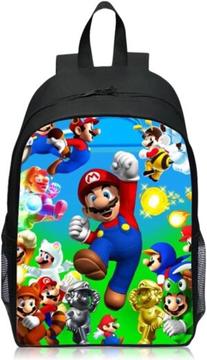 Sac à Dos Enfants, Super Bros Sac à Dos, Réglable Sac à Doss Scolaire pour Cartoon, Sac à Doss Décontracté Grande Capacité, Convient Garçon Fille à L'école, en Plein Air