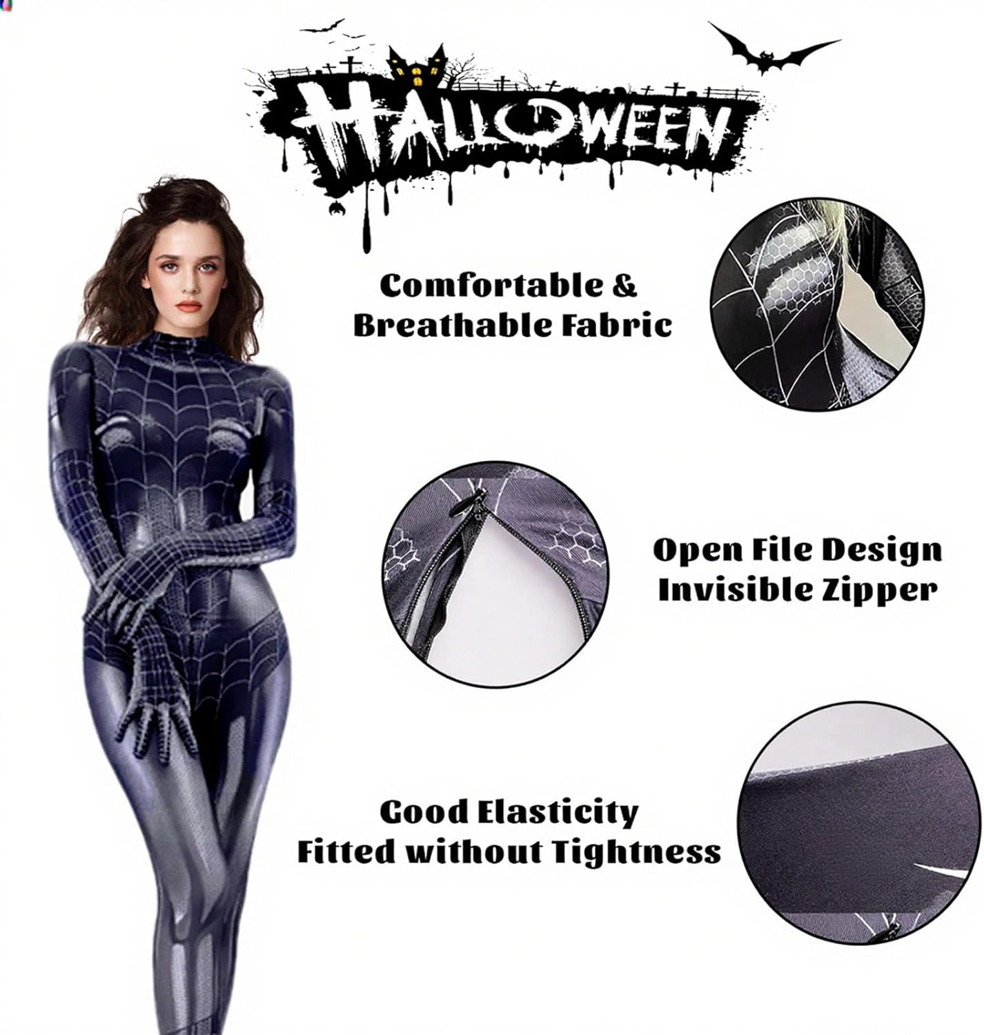 Costume Halloween Femme Sexy, Deguisement Halloween Femme, Combinaison Sexy pour Costume d'araignée de jeu de rôle Cosplay Anime Party – Image 2