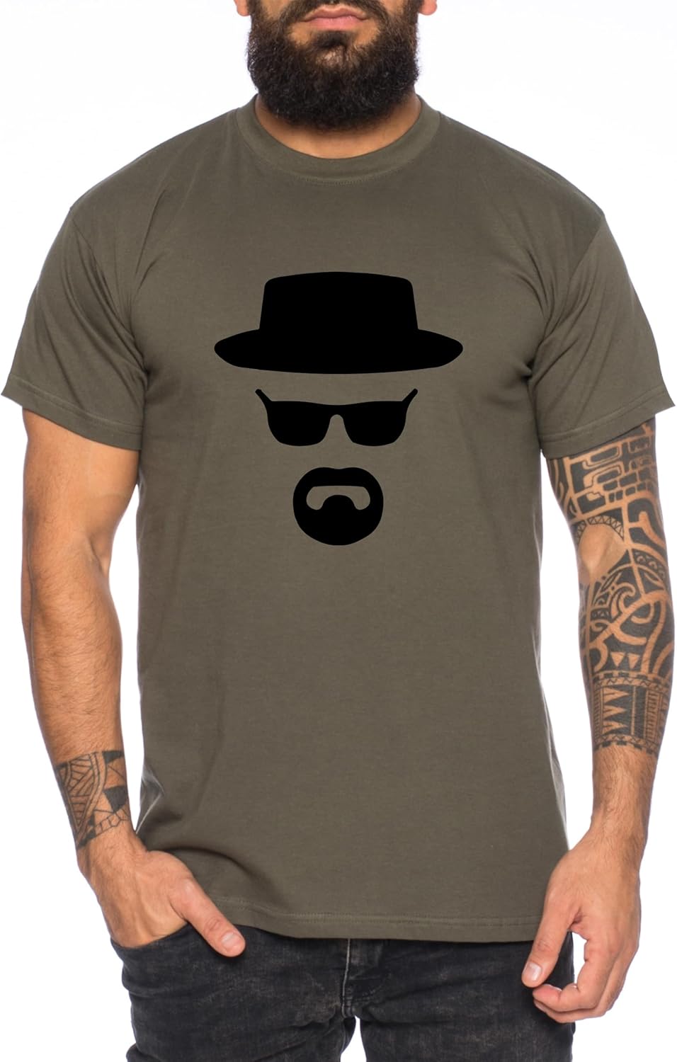 Heisenberg T-Shirt pour Homme Hermanos Bad Mr White Breaking, Farbe2:Khaki;Größe2:XXL