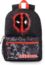 Marvel Sac à dos Deadpool Boys | Sac à dos noir et rouge avec bretelles réglables | Sac d’école de sport de bagages pratique et organisé de super-héros pour enfants | Cadeau de marchandise
