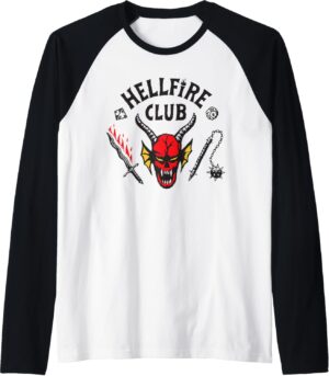 Stranger Things Hellfire Logo Manche Raglan