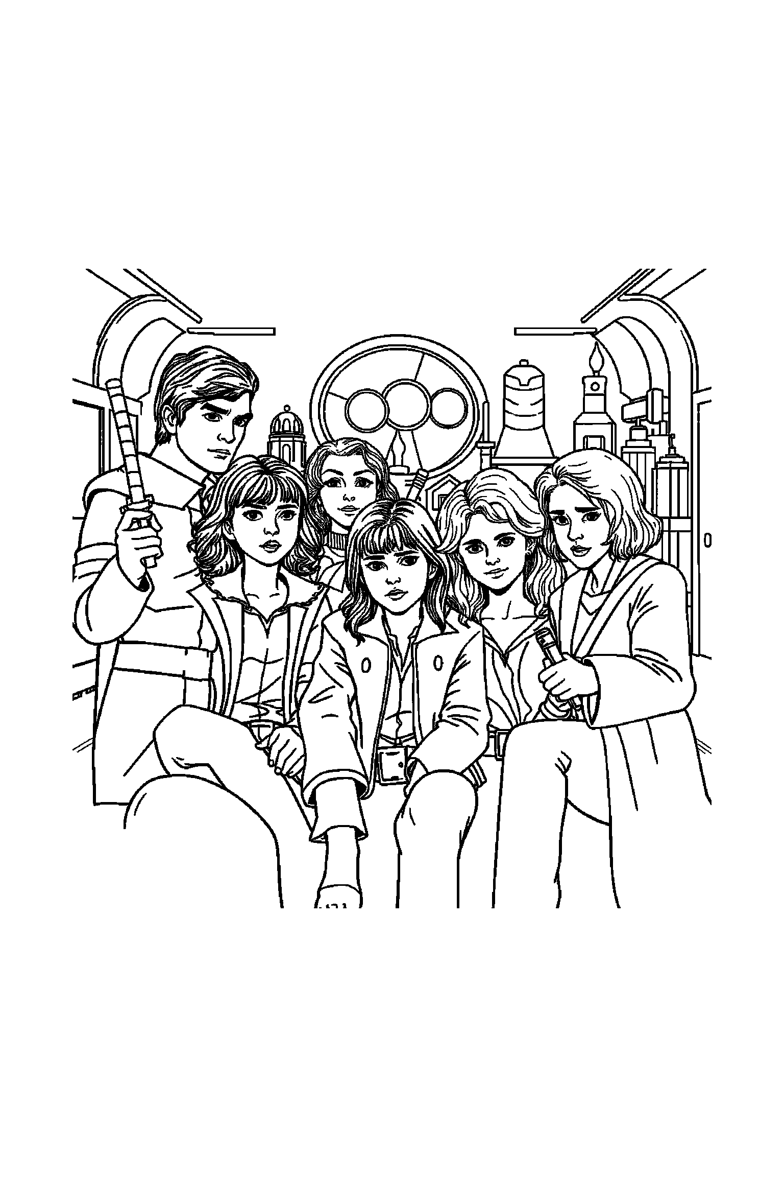 Coloriage Séries TV gratuit à imprimer - un duo d'amis tenant une caméra Coloriage Séries TV gratuit à imprimer : un duo d'amis tenant une caméra