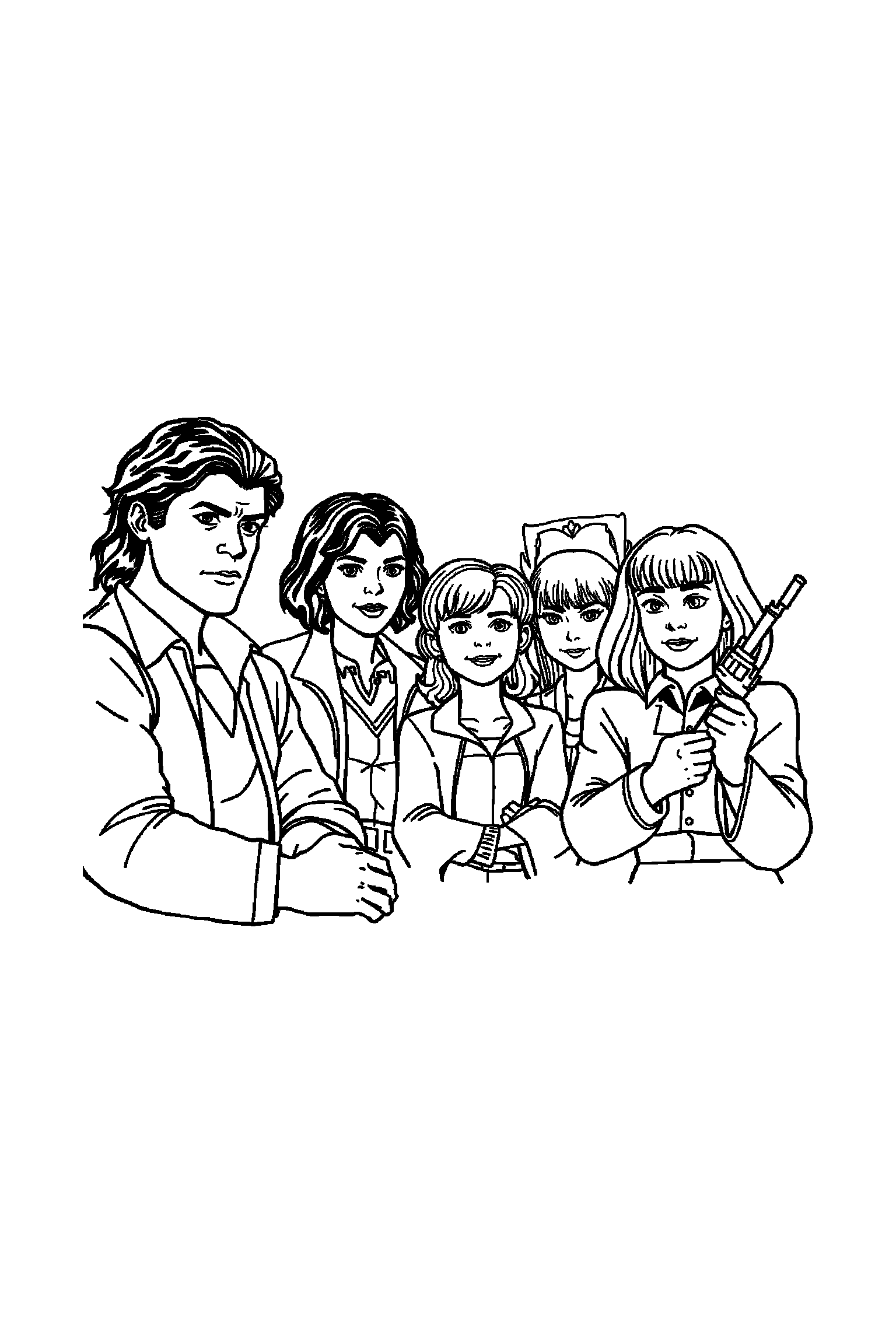 Coloriage Séries TV gratuit à imprimer - un duo d'amis posé au centre de la page Coloriage Séries TV gratuit à imprimer : un duo d'amis posé au centre de la page