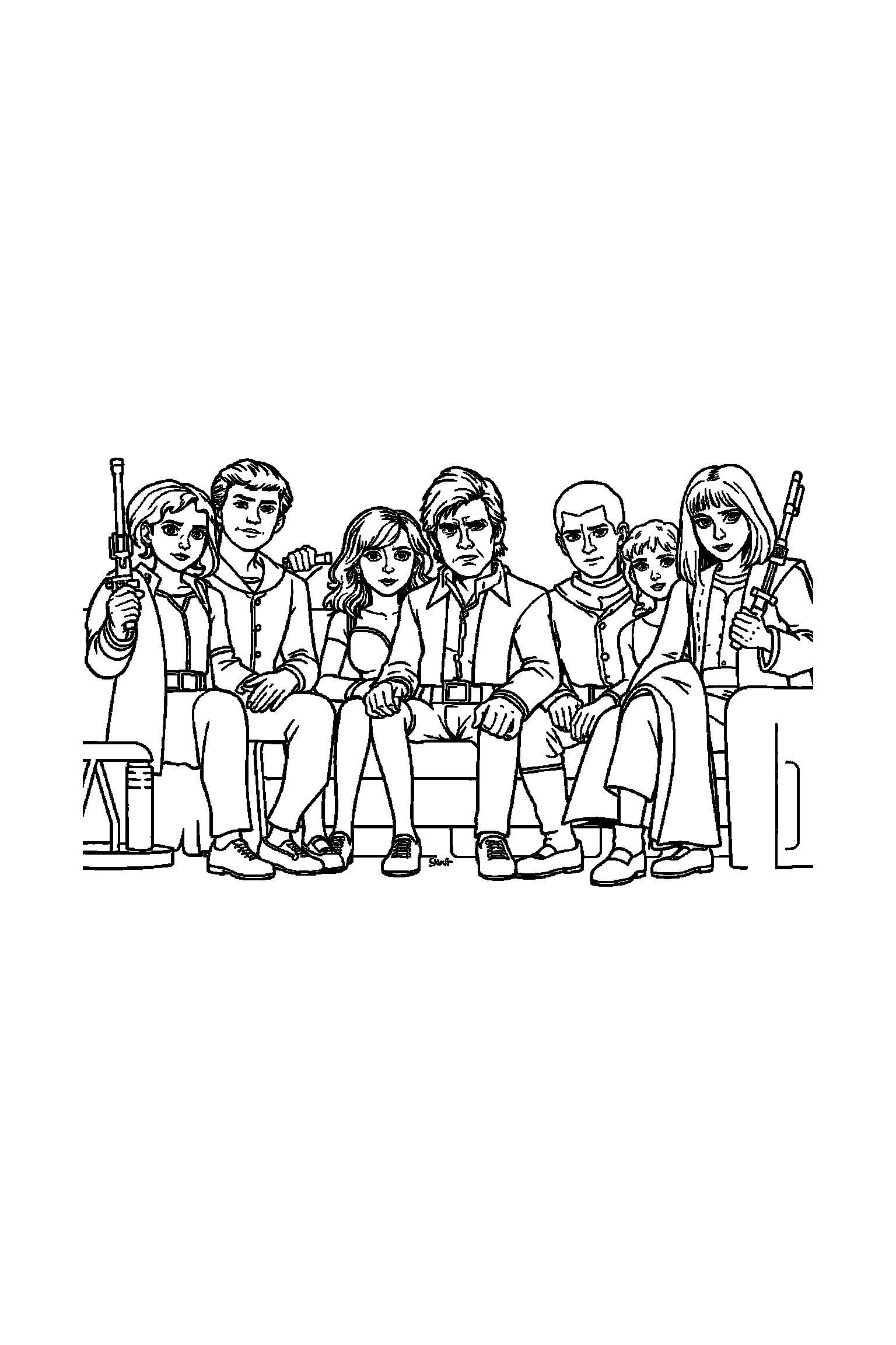 Coloriage Séries TV gratuit à imprimer - un duo d'amis en portrait facile à colorier Coloriage Séries TV gratuit à imprimer : un duo d'amis en portrait facile à colorier
