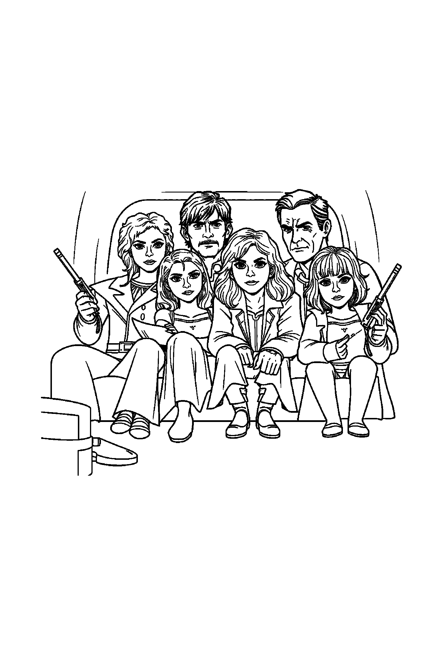 Coloriage Séries TV gratuit à imprimer - un duo d'amis qui regarde une caméra Coloriage Séries TV gratuit à imprimer : un duo d'amis qui regarde une caméra