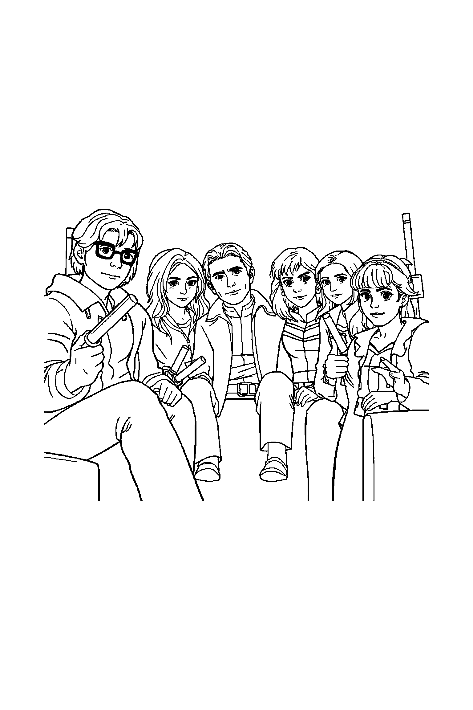 Coloriage Séries TV gratuit à imprimer - un duo d'amis avec un autre personnage de son univers Coloriage Séries TV gratuit à imprimer : un duo d'amis avec un autre personnage de son univers
