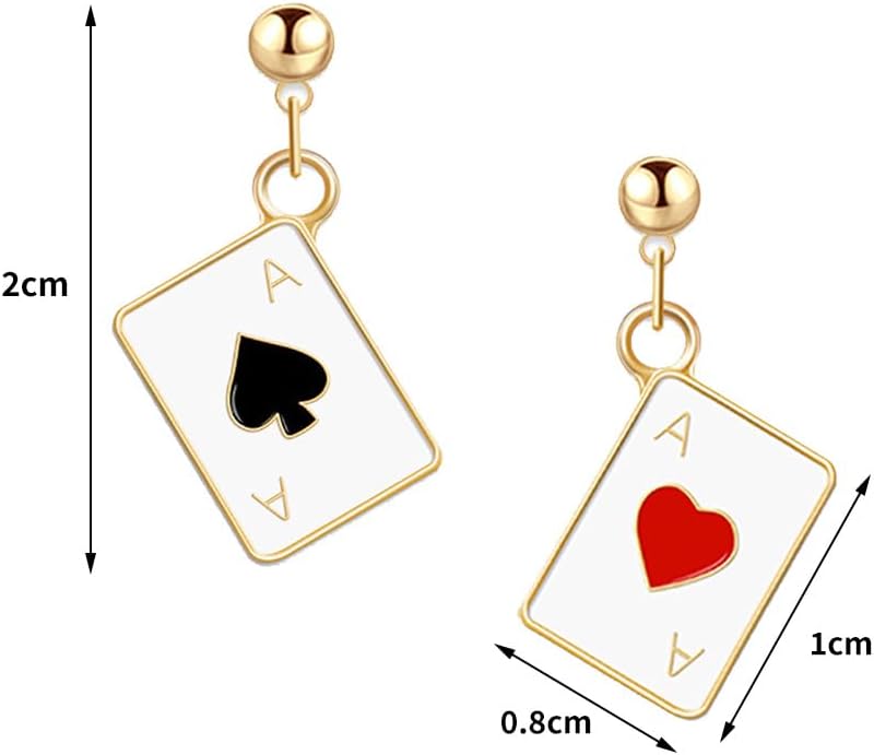 Boucles d'oreilles cartes à jouer plaqué or motif poker – Image 7
