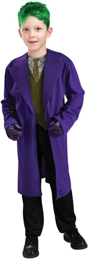 Costume Joker enfant DC Comics avec veste longue, taille 7-10 ans