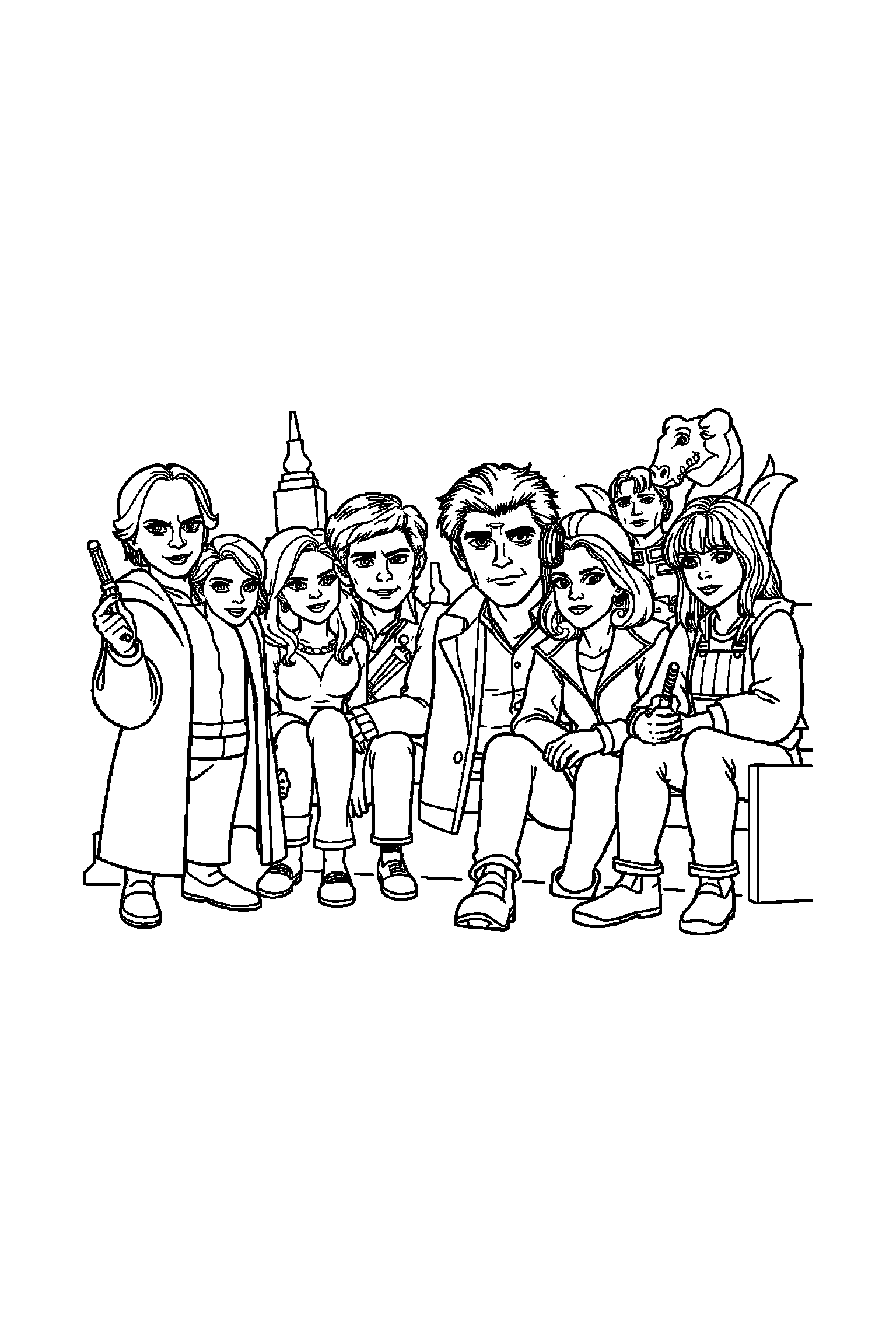 Coloriage Séries TV gratuit à imprimer - un héros de série au milieu de grands éléments faciles Coloriage Séries TV gratuit à imprimer : un héros de série au milieu de grands éléments faciles