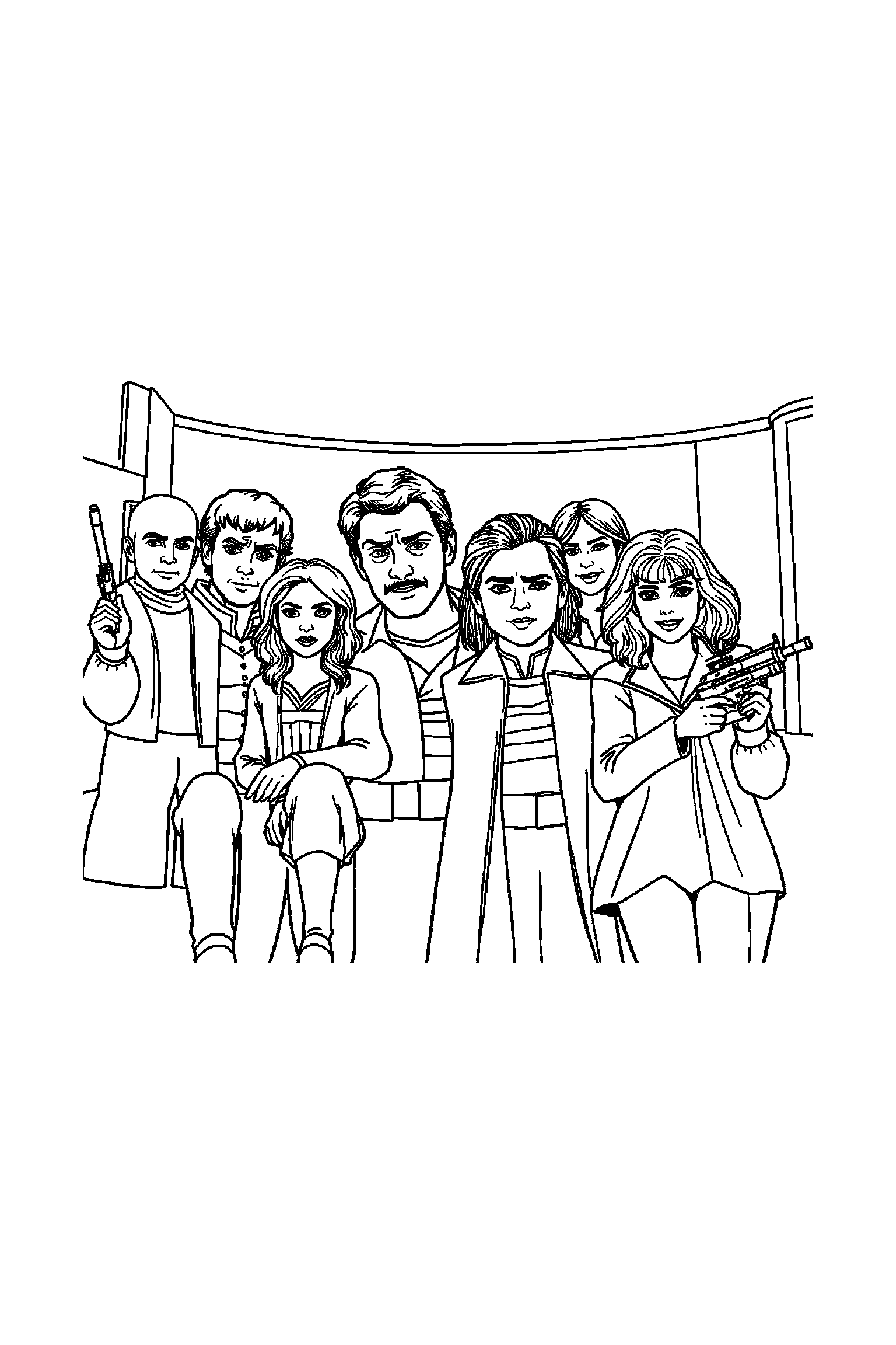 Coloriage Séries TV gratuit à imprimer - un duo d'amis dans un cadre décoratif léger Coloriage Séries TV gratuit à imprimer : un duo d'amis dans un cadre décoratif léger