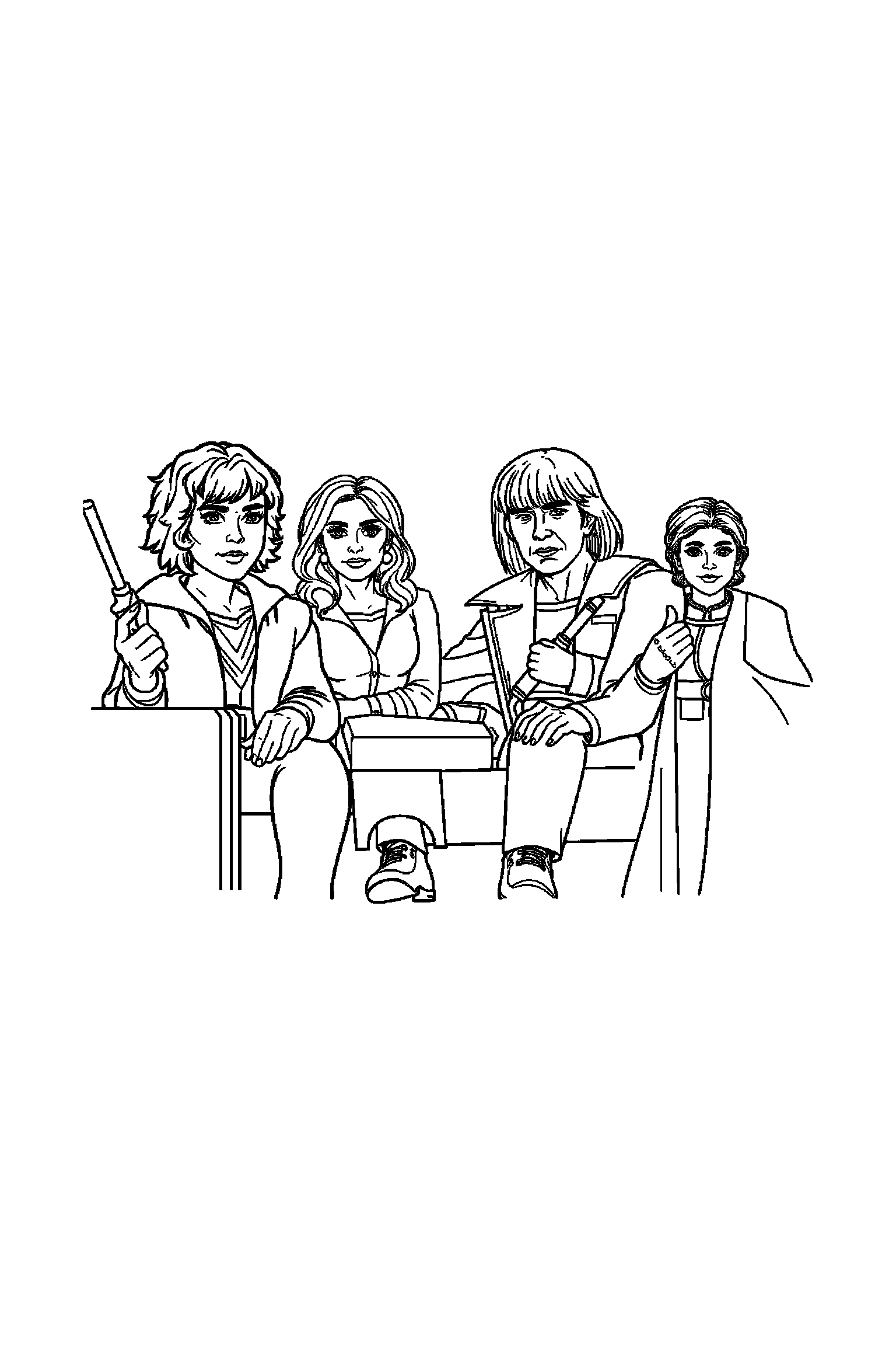Coloriage Séries TV gratuit à imprimer - un duo d'amis au centre d'un décor riche mais lisible Coloriage Séries TV gratuit à imprimer : un duo d'amis au centre d'un décor riche mais lisible