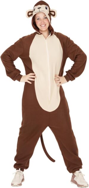 Costume de singe Rubies en combinaison adulte avec capuche et queue