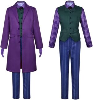Déguisement Joker Dark Knight homme avec masque et ensemble 6 pièces
