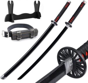 Katana Anime Ninja Tanjiro en bambou 104 cm avec ceinture et support