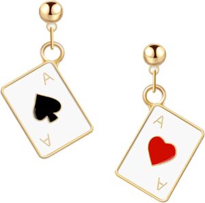 Boucles d'oreilles cartes à jouer plaqué or motif poker