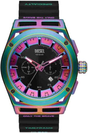 Montre chronographe Diesel Timeframe Stranger Things pour homme, bracelet en silicone