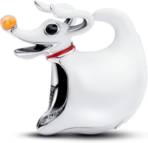 Breloque Pandora Disney Zero, chien fantôme en argent sterling et émail blanc