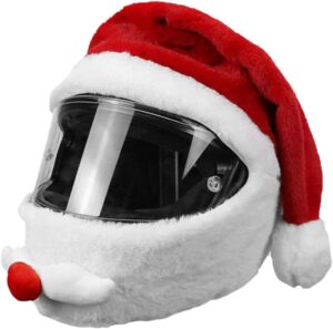 Couvre-casque de Père Noël rouge en peluche pour casque de moto