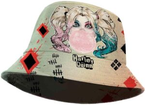 Bonnet bucket enfant Harley Quinn Mad Love beige 25 x 15 cm