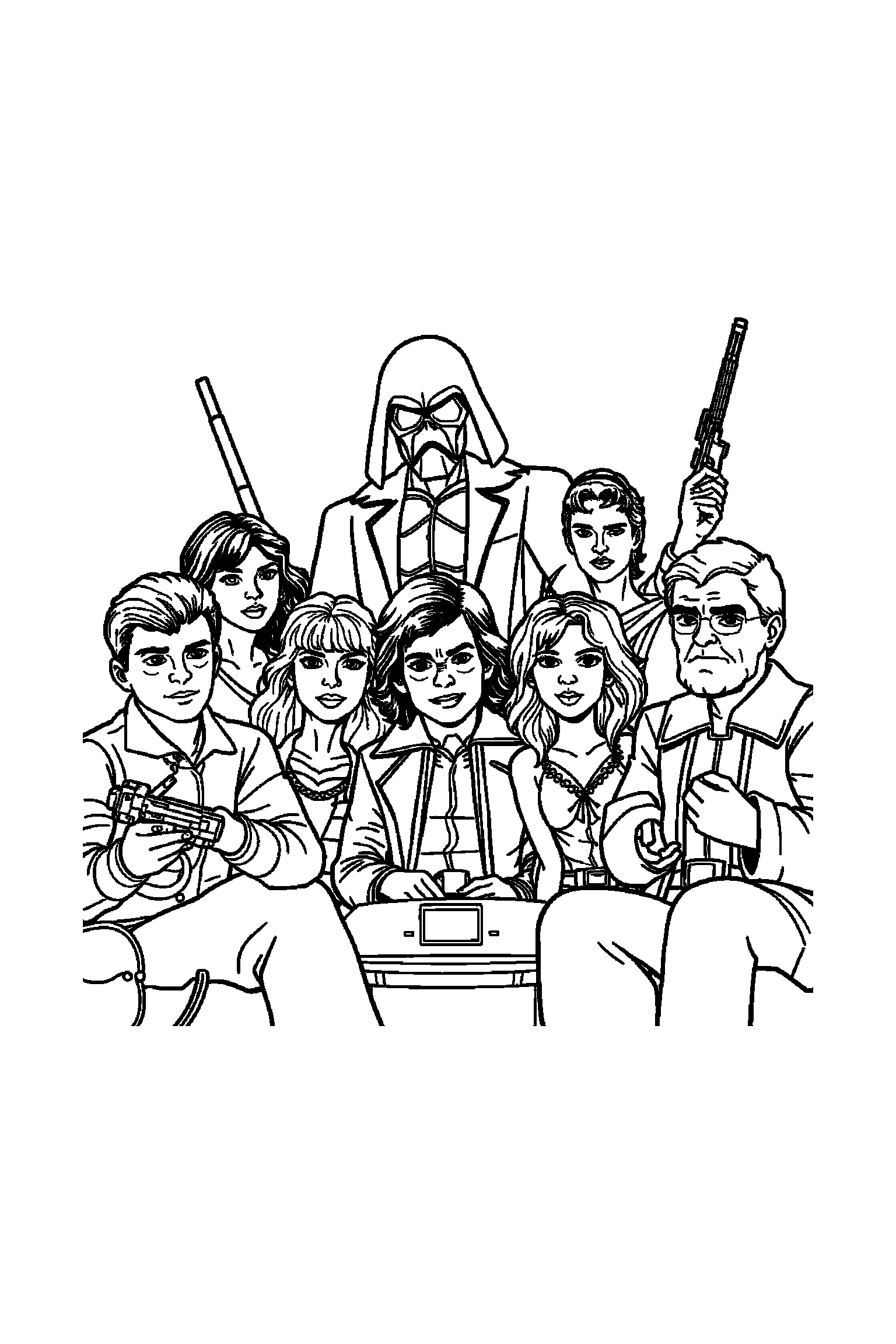 Coloriage Séries TV gratuit à imprimer - un héros de série dans une petite scène avec un clap de cinéma Coloriage Séries TV gratuit à imprimer : un héros de série dans une petite scène avec un clap de cinéma