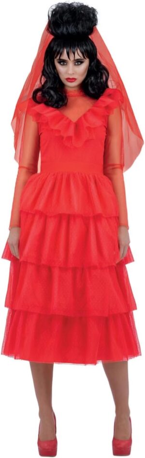 Costume de mariée rouge Lydia Beetlejuice pour femme