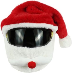 Couvre-casque intégral Père Noël en peluche pour moto