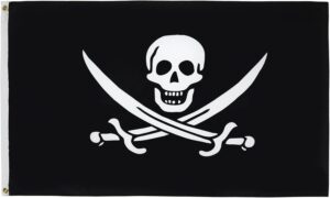 Pavillon pirate Jack Rackham 100% polyester à oeillets métalliques