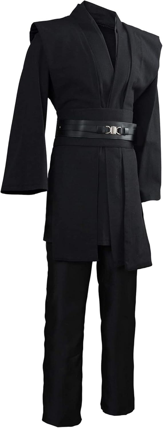 Ensemble Jedi à capuche pour homme et adulte avec tunique, ceintures et pantalon – Image 2