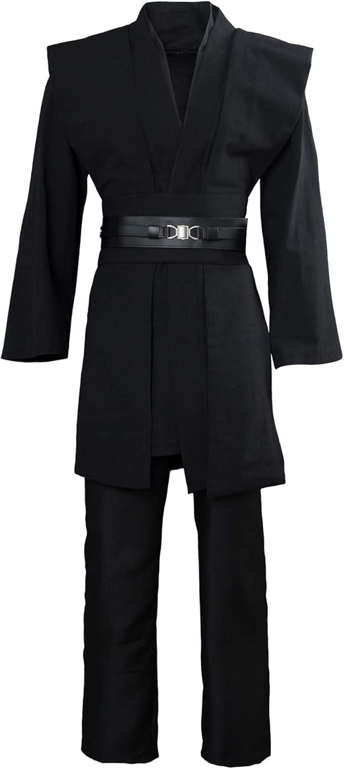 Ensemble Jedi à capuche pour homme et adulte avec tunique, ceintures et pantalon