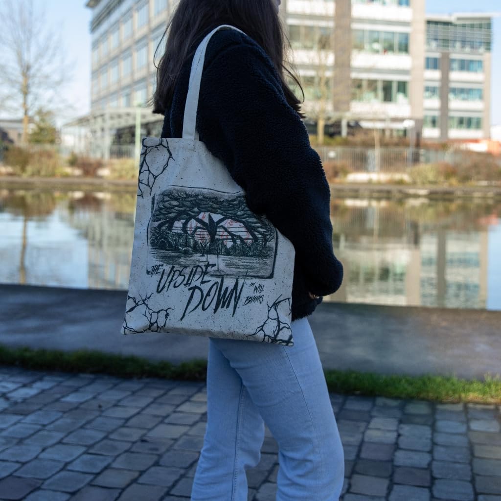 Sac tote bag Stranger Things Upside Down blanc à longues poignées – Image 2