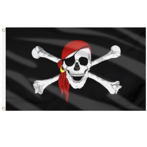 Drapeau pirate Jolly Rogger double face 90 x 150 cm avec 2 œillets métalliques
