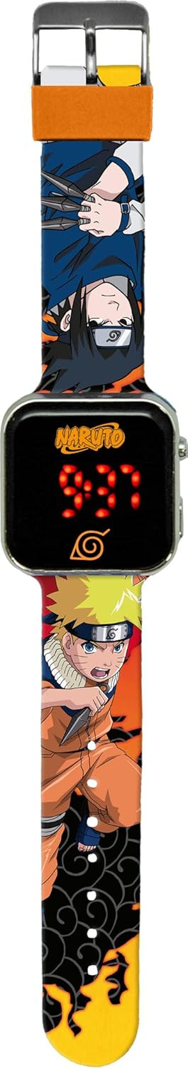 Montre numérique Naruto orange à bracelet en plastique pour enfant