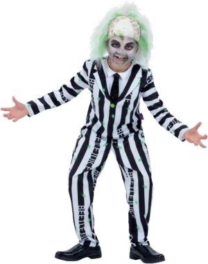 Déguisement enfant Beetlejuice noir et blanc avec veste, cravate et pantalon