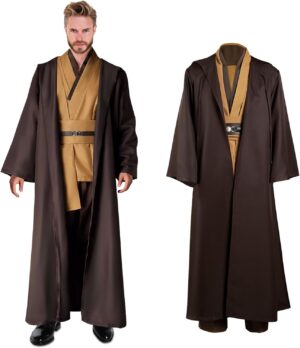 Costume homme guerrier médiéval à capuche avec tunique et cape