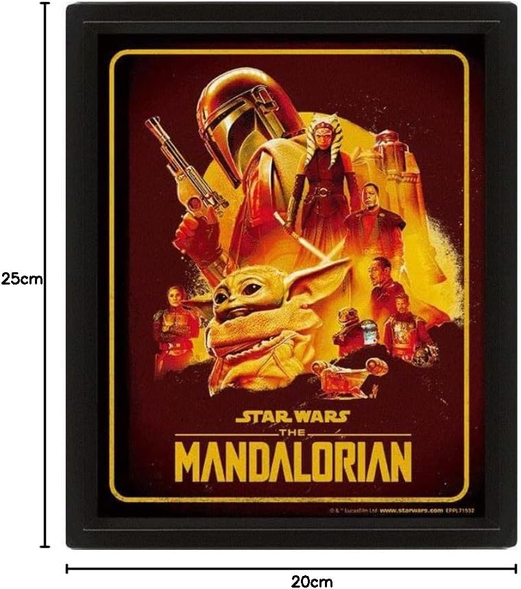 Poster 3D Star Wars Le Mandalorien multicolore en cadre boîte – Image 2
