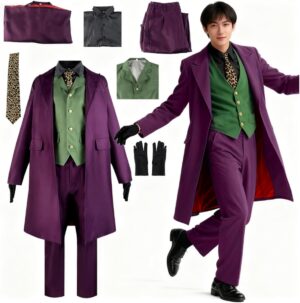 Déguisement Joker homme XXL avec manteau violet et pantalon vert