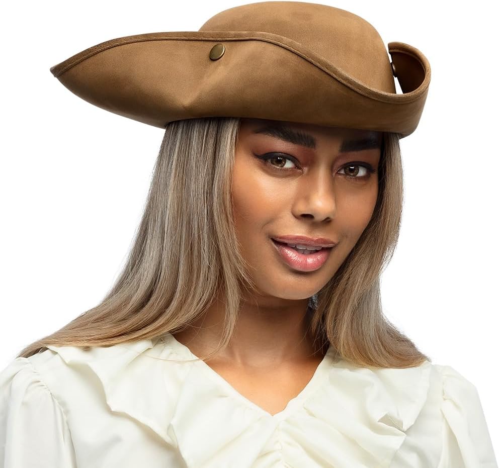 Chapeau pirate Charles tricorne marron en similicuir Boland – Image 3