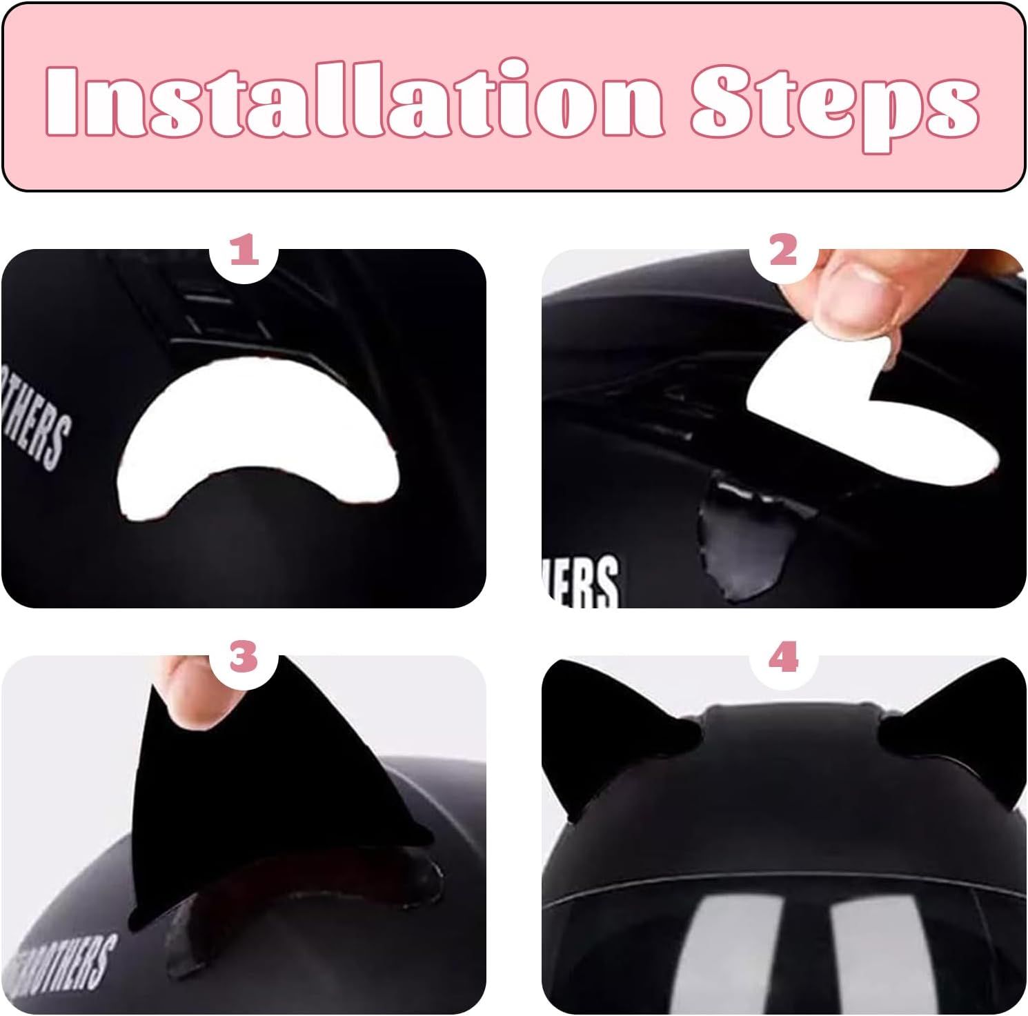 Set 3 pièces d’oreilles de chat en PP pour casque moto Deadpool – Image 3