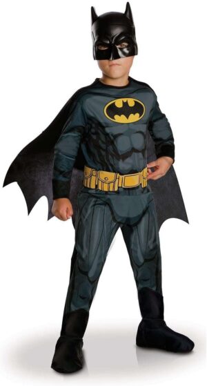 Costume classique Batman DC enfant avec cape détachable et masque PVC