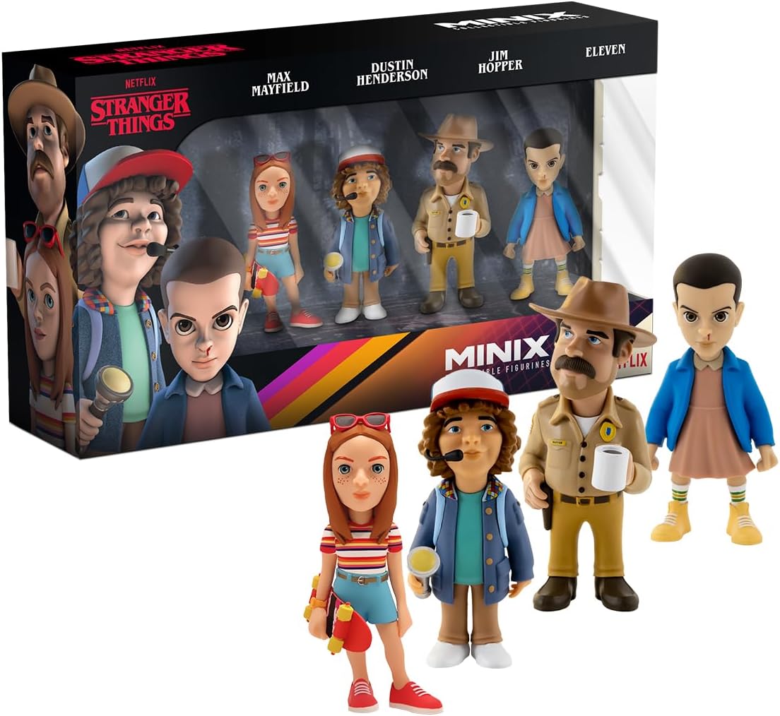 Pack 4 figurines Minix Stranger Things 7cm avec Eleven, Dustin, Hopper et Max