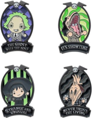 Pins Beetlejuice multicolores pack de 4 personnages
