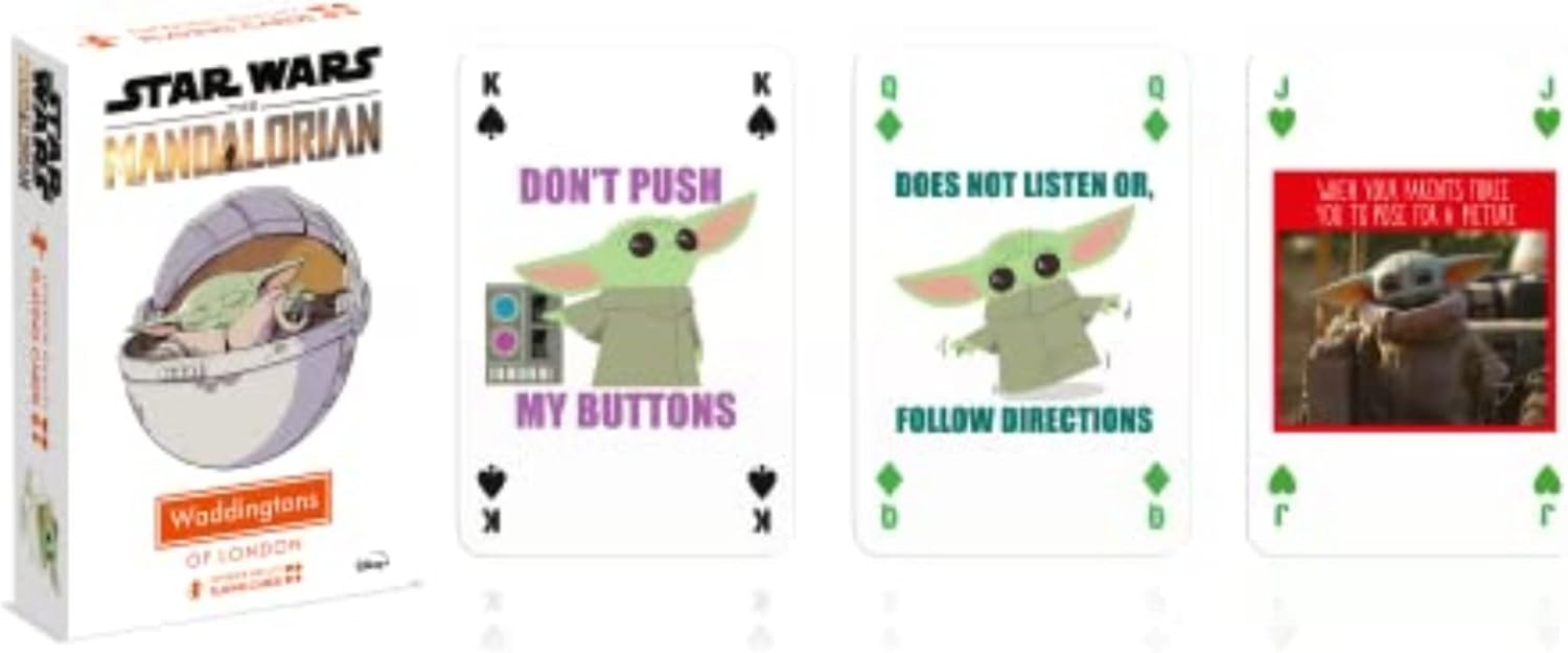 Jeu de 54 cartes Star Wars The Mandalorian avec Grogu, version française – Image 3