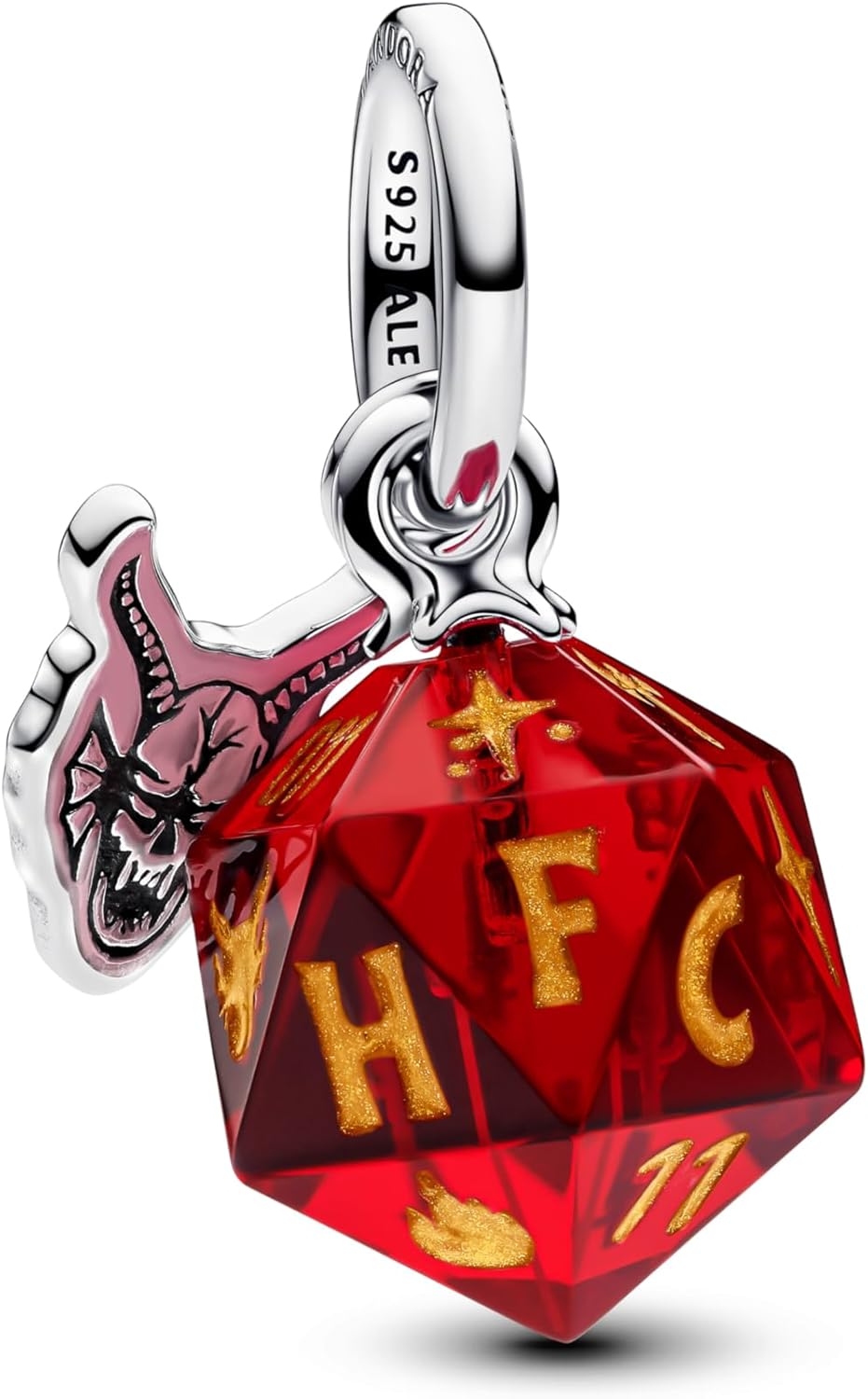Breloque cube Hellfire Club Stranger Things en argent sterling et verre de Murano