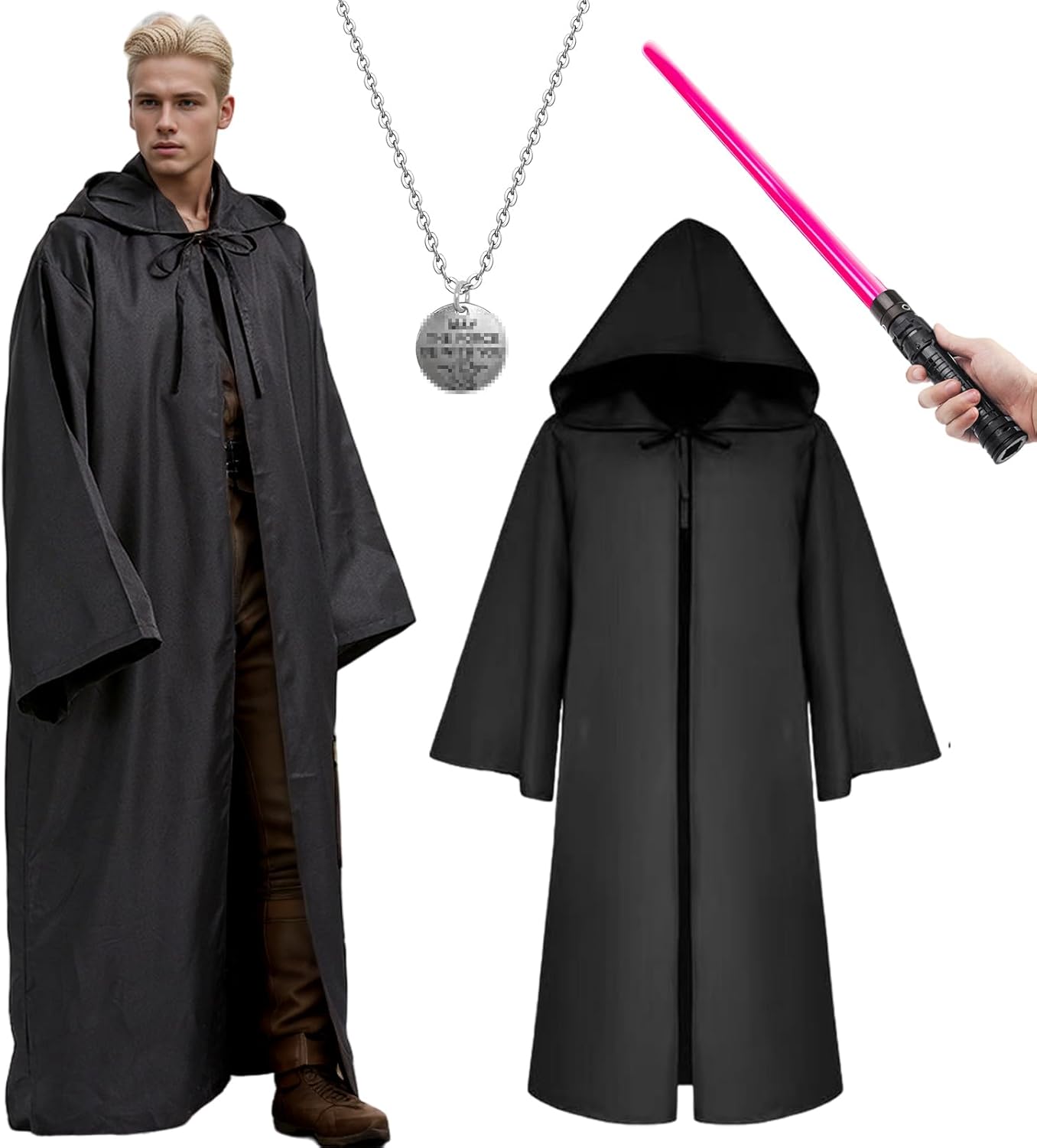 Déguisement Star Wars Jedi adulte noir marron avec cape à capuche