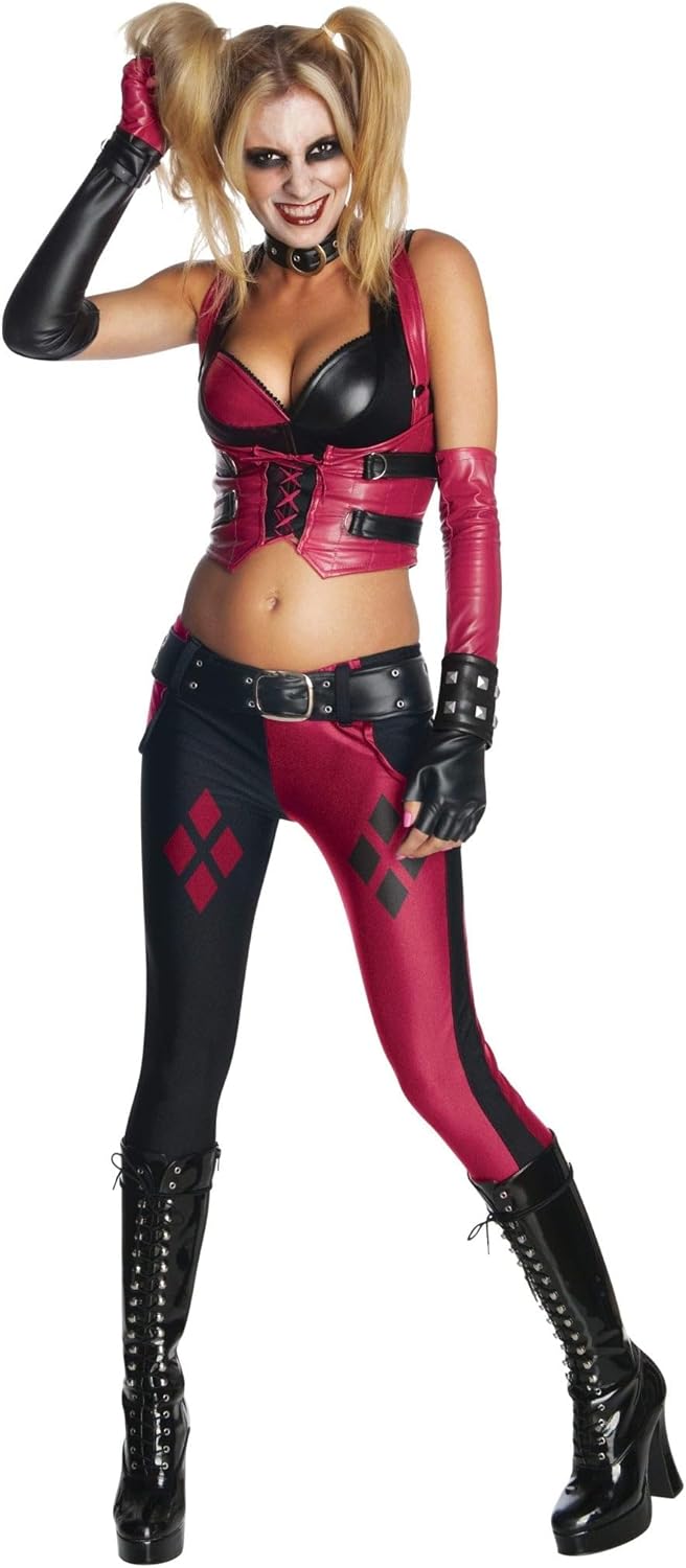 Déguisement adulte Harley Quinn Arkham City avec corsage et pantalon
