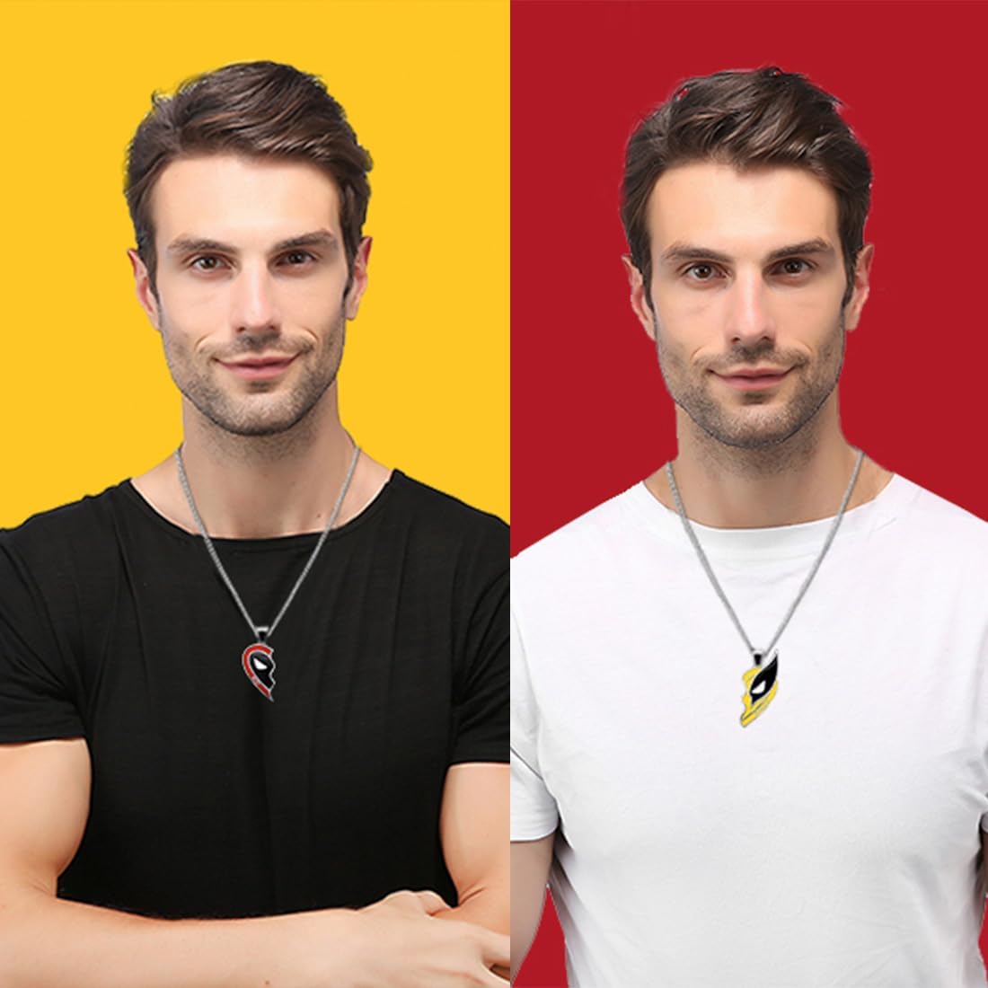 Paire de colliers Deadpool et Wolverine à pendentifs masque 60 cm – Image 5